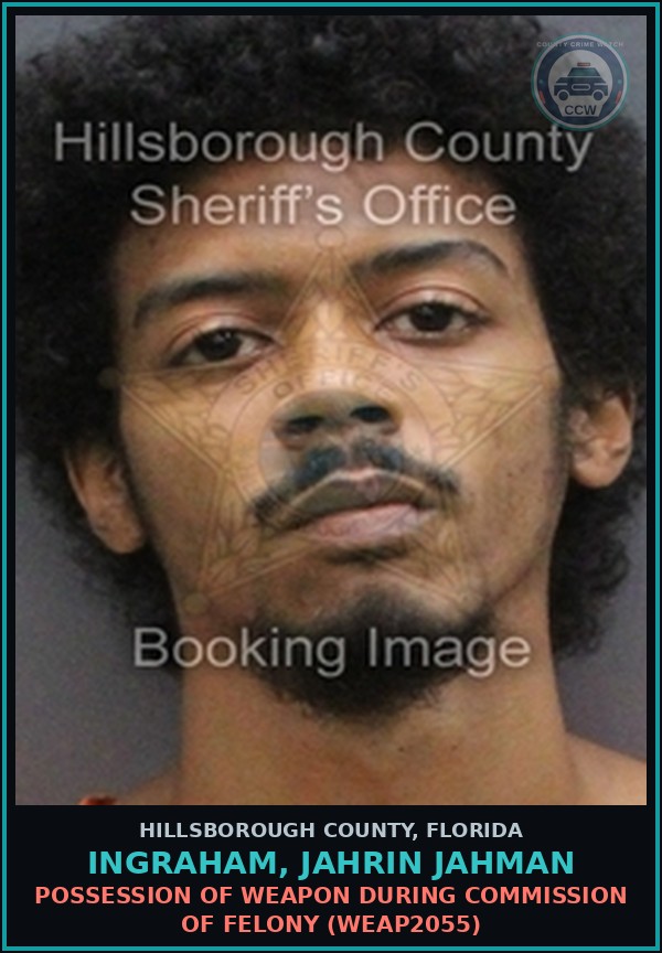 Booking mugshot of INGRAHAM, JAHRIN JAHMAN in Hillsborough County