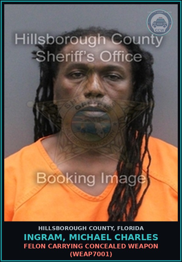 Booking mugshot of INGRAM, MICHAEL CHARLES in Hillsborough County