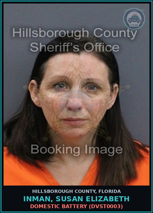 Booking mugshot of INMAN, SUSAN ELIZABETH in Hillsborough County