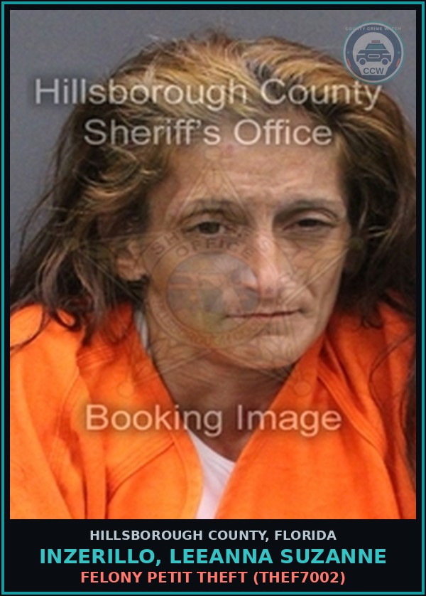 Booking mugshot of INZERILLO, LEEANNA SUZANNE in Hillsborough County