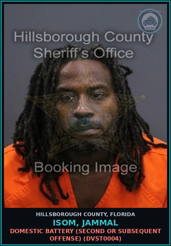 Booking mugshot of ISOM, JAMMAL in Hillsborough County