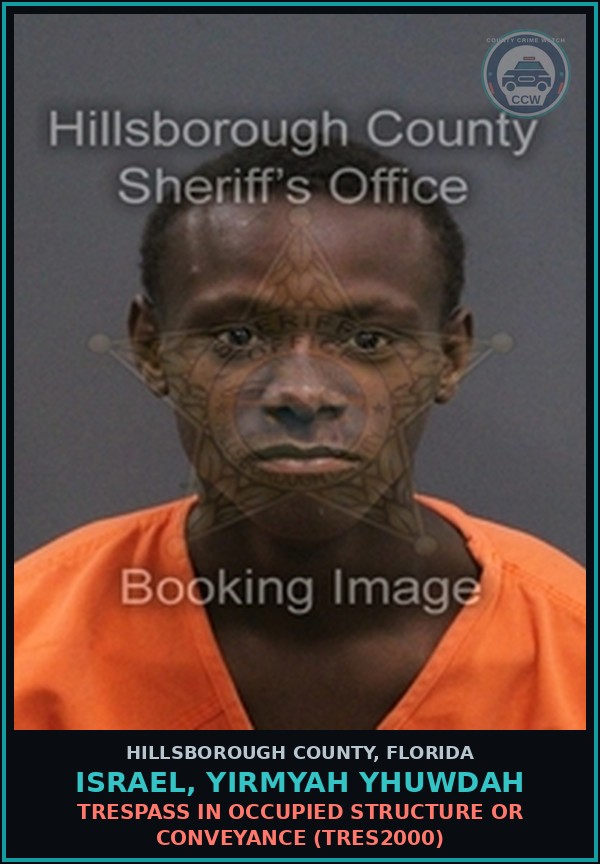 Booking mugshot of ISRAEL, YIRMYAH YHUWDAH in Hillsborough County