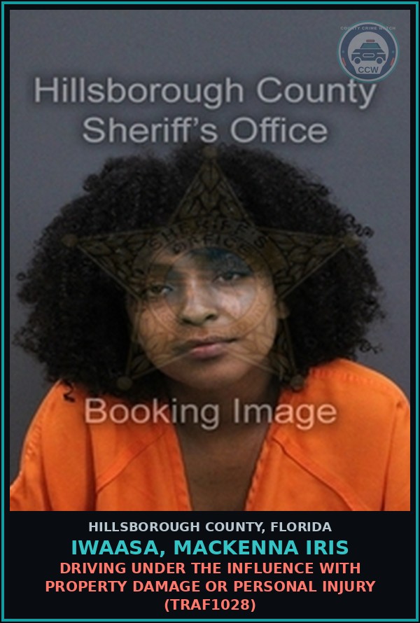 Booking mugshot of IWAASA, MACKENNA IRIS in Hillsborough County
