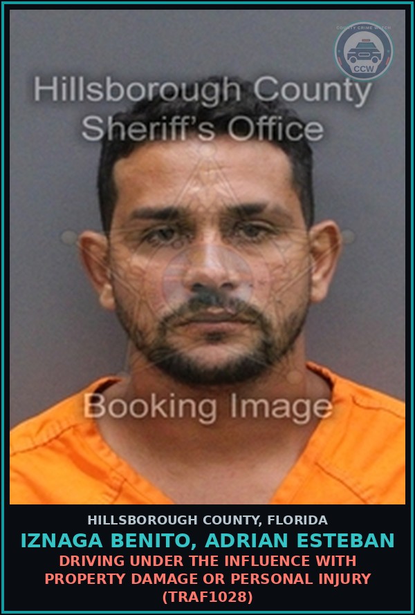 Booking mugshot of IZNAGA BENITO, ADRIAN ESTEBAN in Hillsborough County