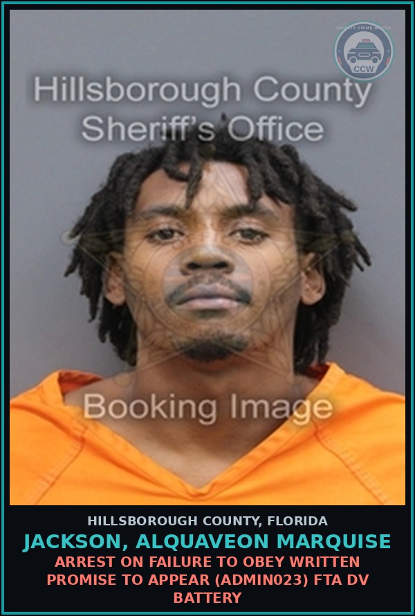 Booking mugshot of JACKSON, ALQUAVEON MARQUISE in Hillsborough County