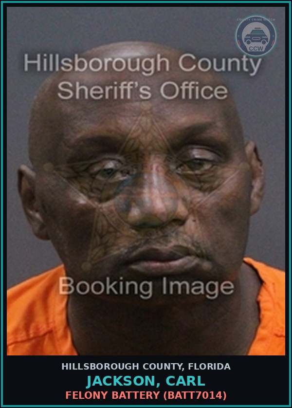 Booking mugshot of JACKSON, CARL in Hillsborough County