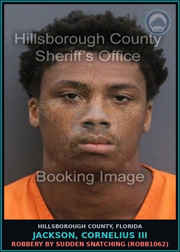 Booking mugshot of JACKSON, CORNELIUS III in Hillsborough County