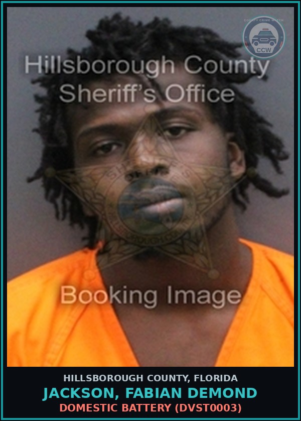 Booking mugshot of JACKSON, FABIAN DEMOND in Hillsborough County