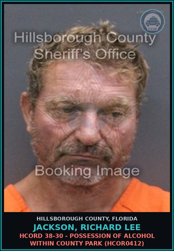 Booking mugshot of JACKSON, RICHARD LEE in Hillsborough County