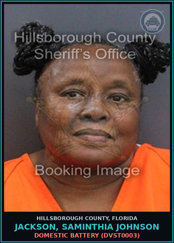 Booking mugshot of JACKSON, SAMINTHIA JOHNSON in Hillsborough County