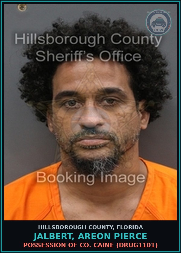 Booking mugshot of JALBERT, AREON PIERCE in Hillsborough County