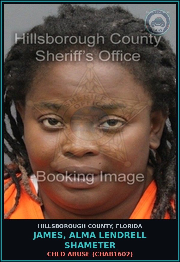 Booking mugshot of JAMES, ALMA LENDRELL SHAMETER in Hillsborough County