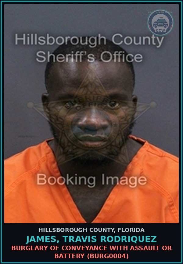 Booking mugshot of JAMES, TRAVIS RODRIQUEZ in Hillsborough County