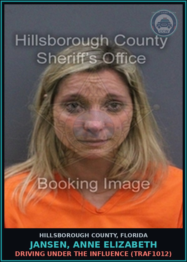 Booking mugshot of JANSEN, ANNE ELIZABETH in Hillsborough County