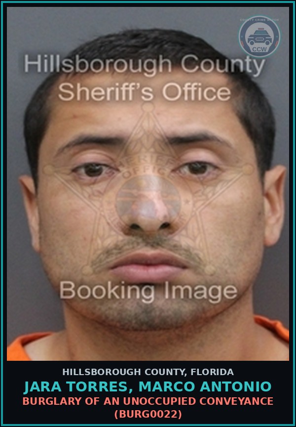 Booking mugshot of JARA TORRES, MARCO ANTONIO in Hillsborough County