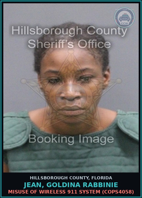 Booking mugshot of JEAN, GOLDINA RABBINIE in Hillsborough County