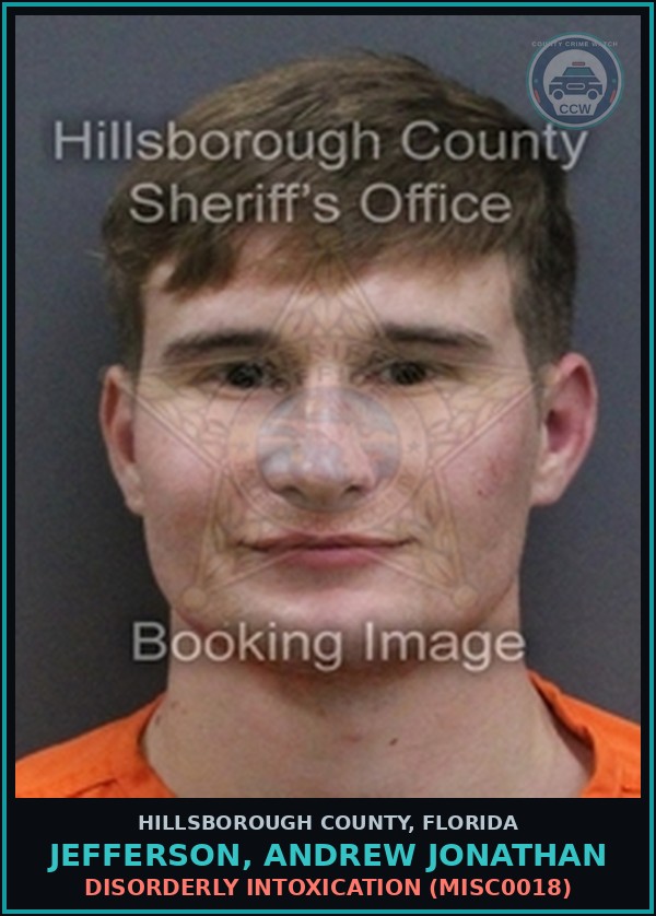 Booking mugshot of JEFFERSON, ANDREW JONATHAN in Hillsborough County