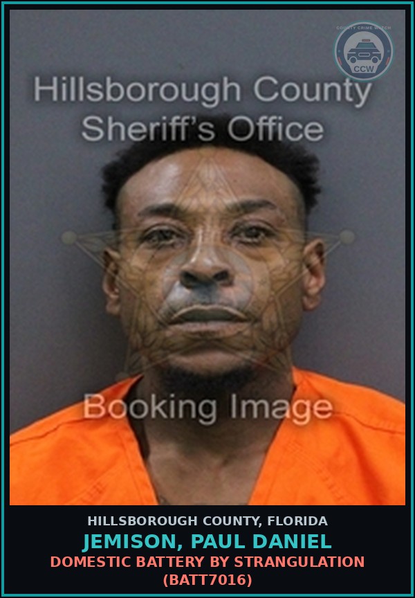 Booking mugshot of JEMISON, PAUL DANIEL in Hillsborough County