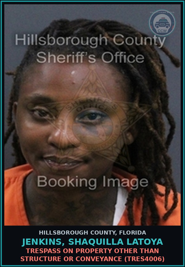 Booking mugshot of JENKINS, SHAQUILLA LATOYA in Hillsborough County