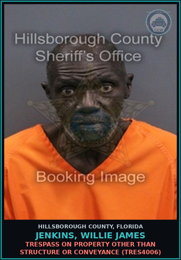 Booking mugshot of JENKINS, WILLIE JAMES in Hillsborough County