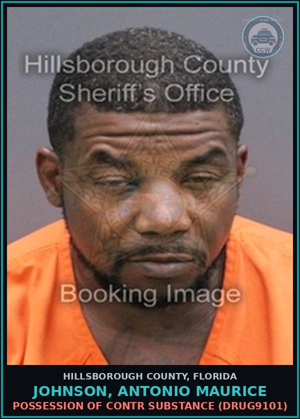Booking mugshot of JOHNSON, ANTONIO MAURICE in Hillsborough County