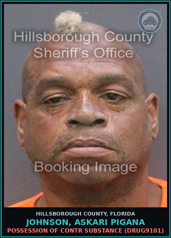 Booking mugshot of JOHNSON, ASKARI PIGANA in Hillsborough County