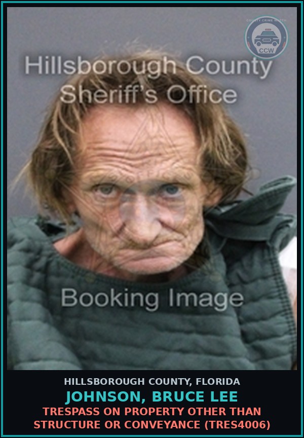 Booking mugshot of JOHNSON, BRUCE LEE in Hillsborough County