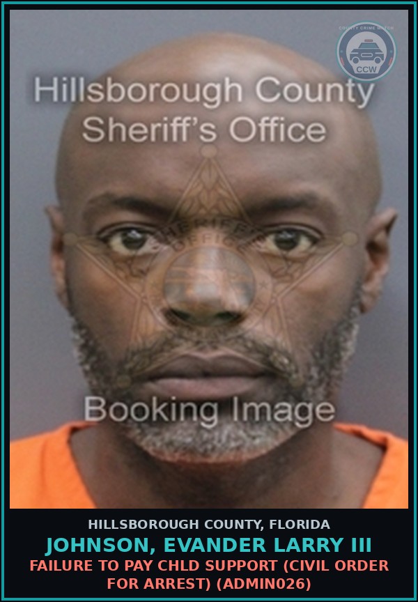 Booking mugshot of JOHNSON, EVANDER LARRY III in Hillsborough County