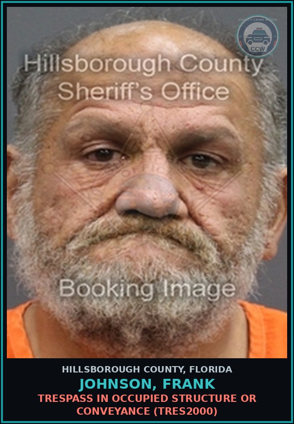 Booking mugshot of JOHNSON, FRANK in Hillsborough County