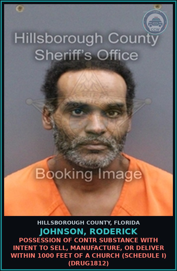 Booking mugshot of JOHNSON, RODERICK in Hillsborough County