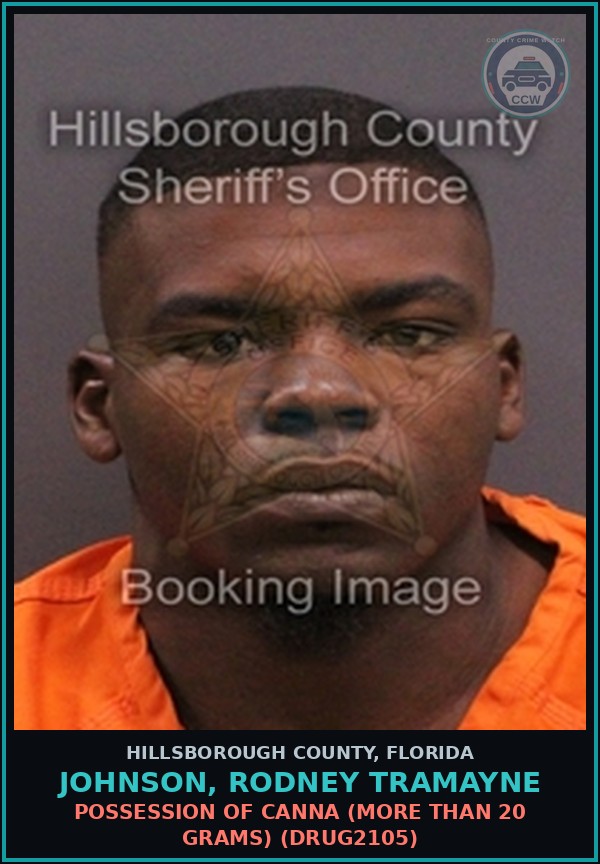 Booking mugshot of JOHNSON, RODNEY TRAMAYNE in Hillsborough County