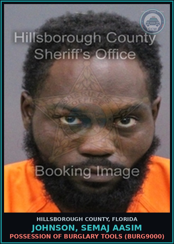Booking mugshot of JOHNSON, SEMAJ AASIM in Hillsborough County