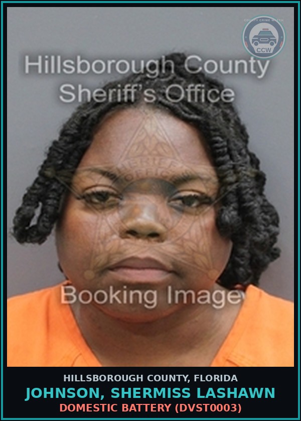 Booking mugshot of JOHNSON, SHERMISS LASHAWN in Hillsborough County