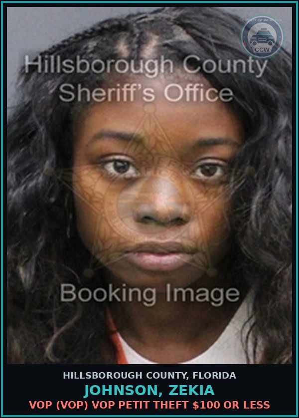 Booking mugshot of JOHNSON, ZEKIA in Hillsborough County