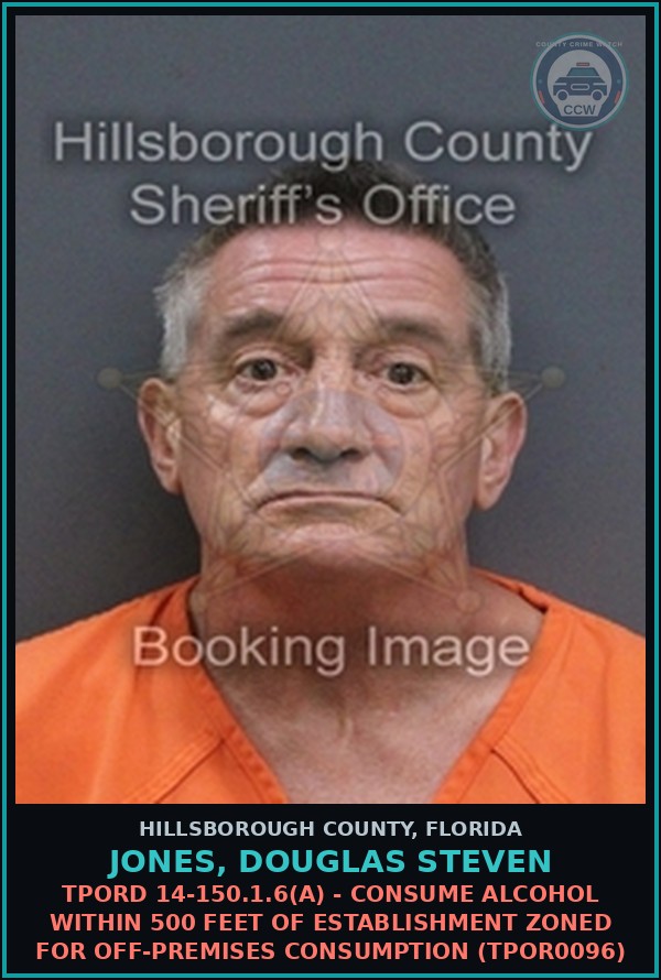 Booking mugshot of JONES, DOUGLAS STEVEN in Hillsborough County