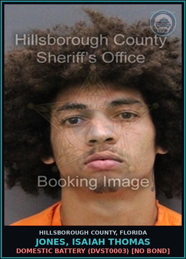 Booking mugshot of JONES, ISAIAH THOMAS in Hillsborough County