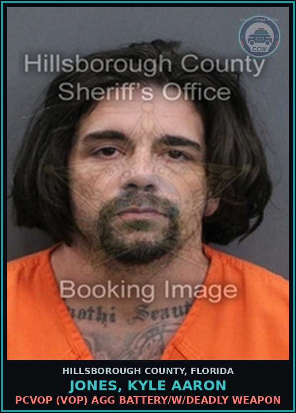 Booking mugshot of JONES, KYLE AARON in Hillsborough County