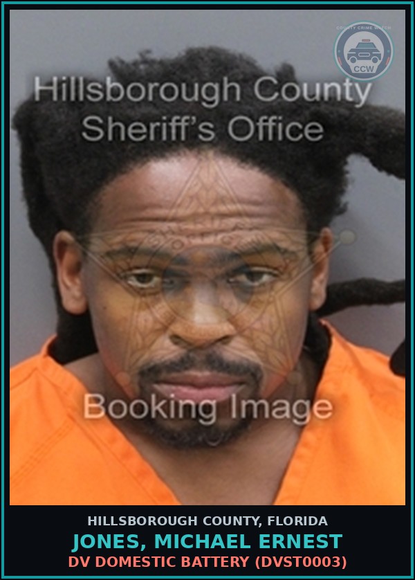 Booking mugshot of JONES, MICHAEL ERNEST in Hillsborough County