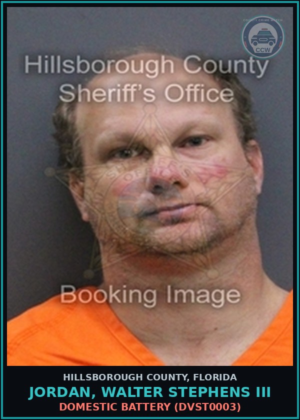 Booking mugshot of JORDAN, WALTER STEPHENS III in Hillsborough County