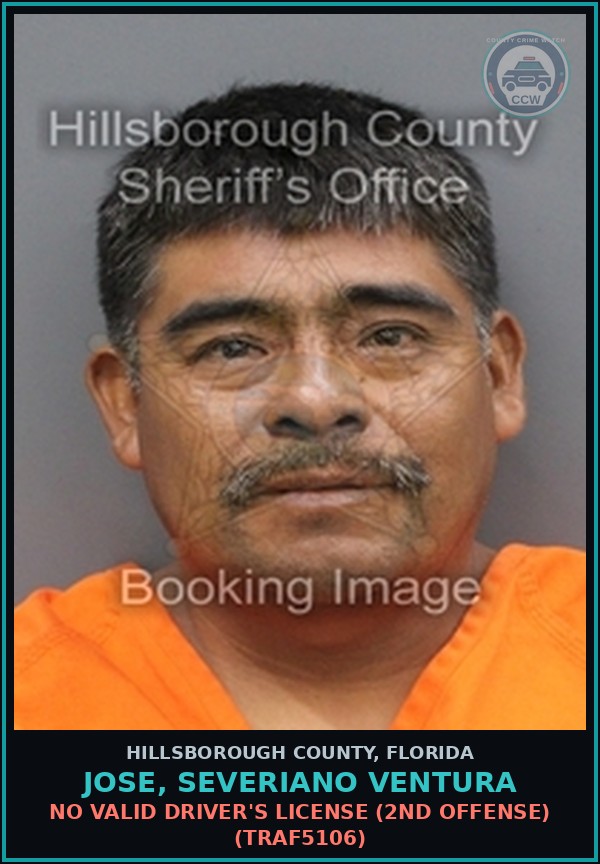 Booking mugshot of JOSE, SEVERIANO VENTURA in Hillsborough County