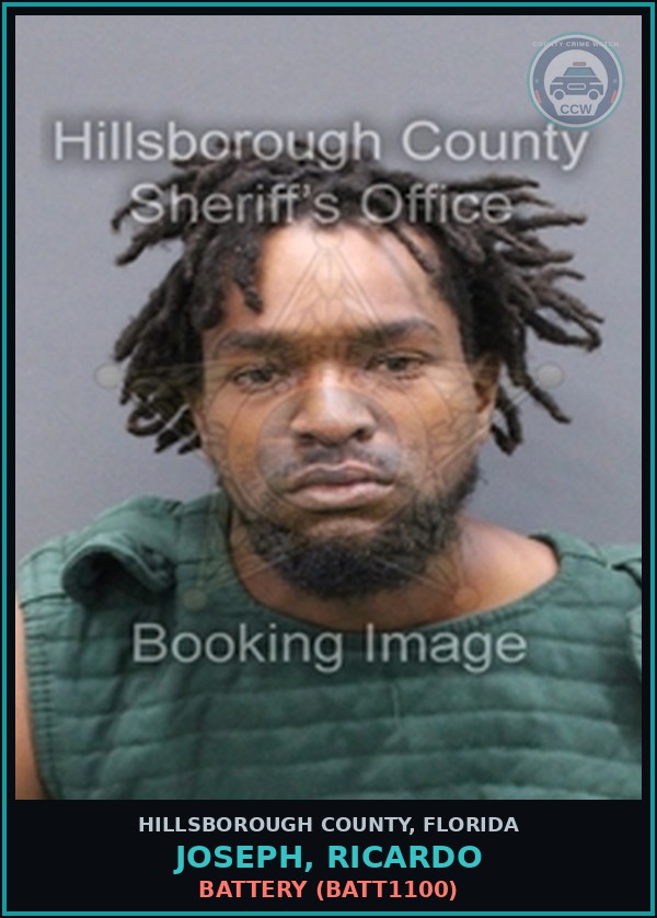 Booking mugshot of JOSEPH, RICARDO in Hillsborough County