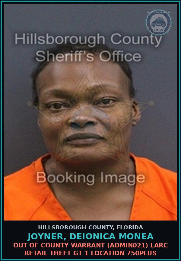 Booking mugshot of JOYNER, DEIONICA MONEA in Hillsborough County