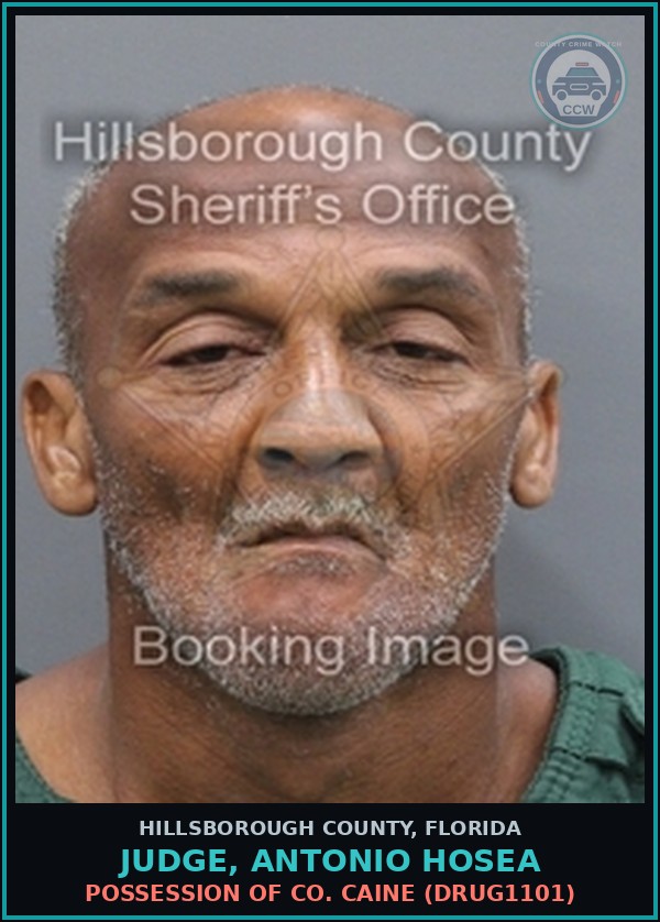 Booking mugshot of JUDGE, ANTONIO HOSEA in Hillsborough County