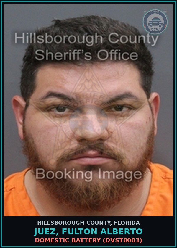 Booking mugshot of JUEZ, FULTON ALBERTO in Hillsborough County