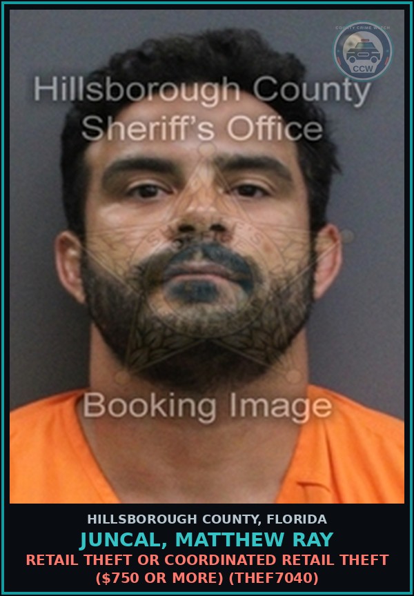 Booking mugshot of JUNCAL, MATTHEW RAY in Hillsborough County