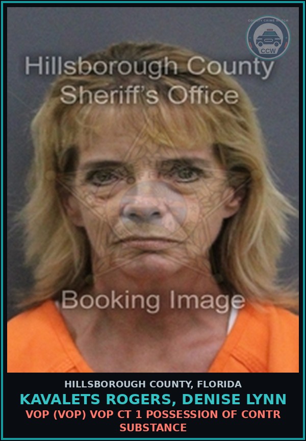 Booking mugshot of KAVALETS ROGERS, DENISE LYNN in Hillsborough County