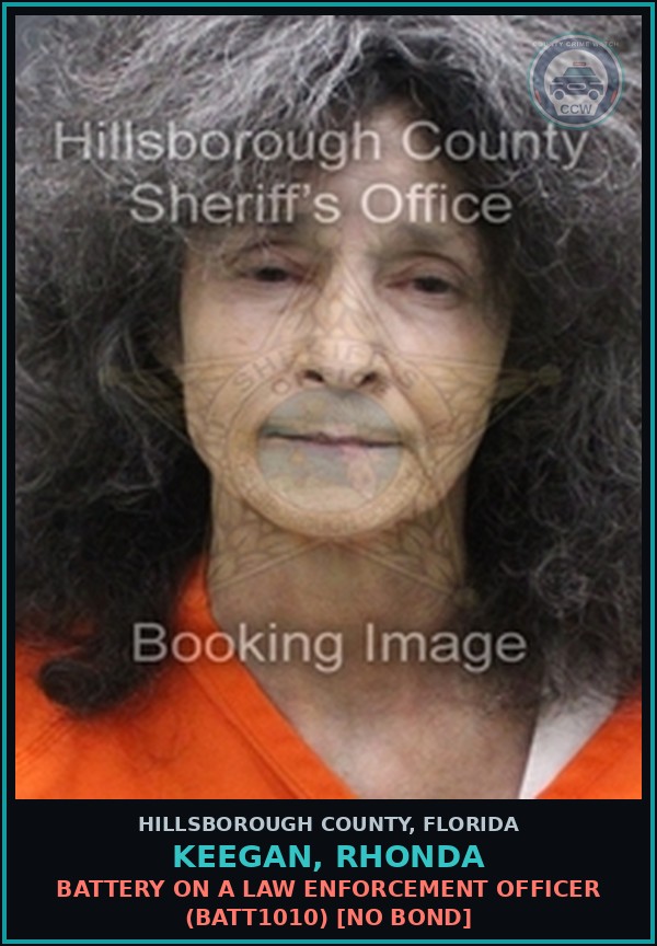 Booking mugshot of KEEGAN, RHONDA in Hillsborough County