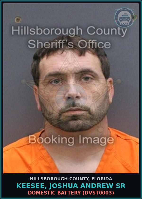 Booking mugshot of KEESEE, JOSHUA ANDREW SR in Hillsborough County