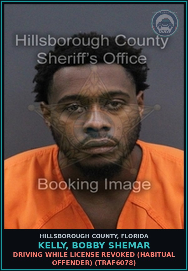 Booking mugshot of KELLY, BOBBY SHEMAR in Hillsborough County