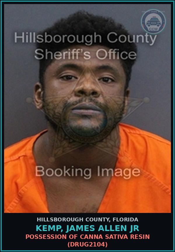 Booking mugshot of KEMP, JAMES ALLEN JR in Hillsborough County